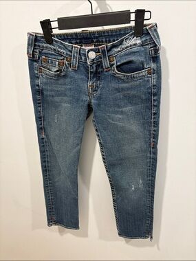 True Religion Blue Cropped capri Skinny Jeans